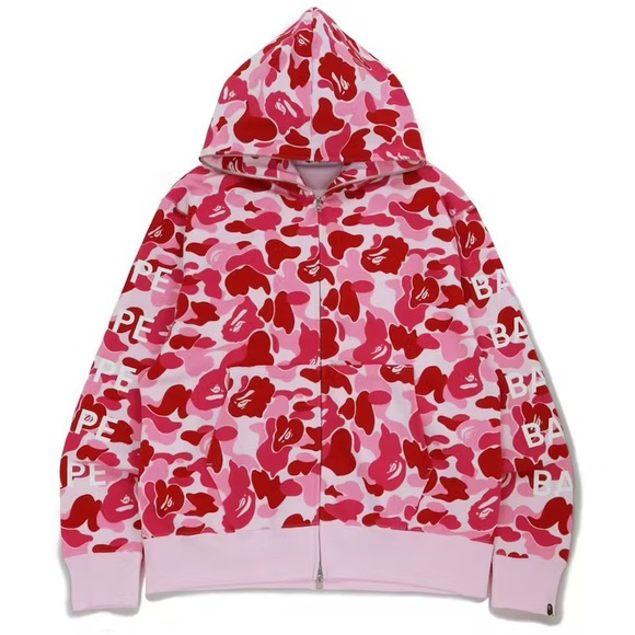 Bape Kids Red and Pink Camo Hoodie